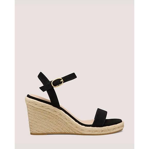 NEW STUART WEITZMAN women's teddi espadrille wedge sandal in black